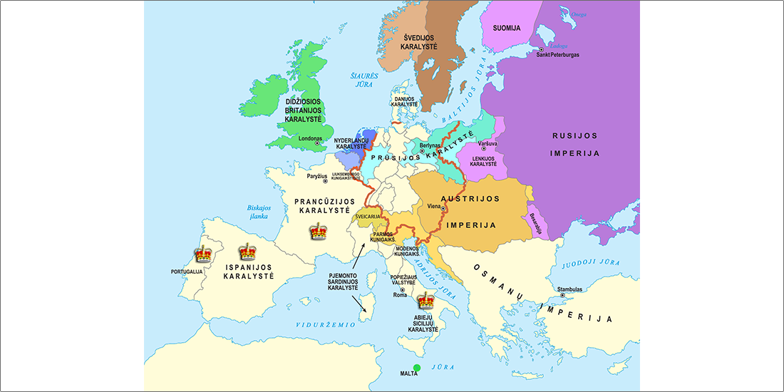 Europos žemėlapis 1815 metais