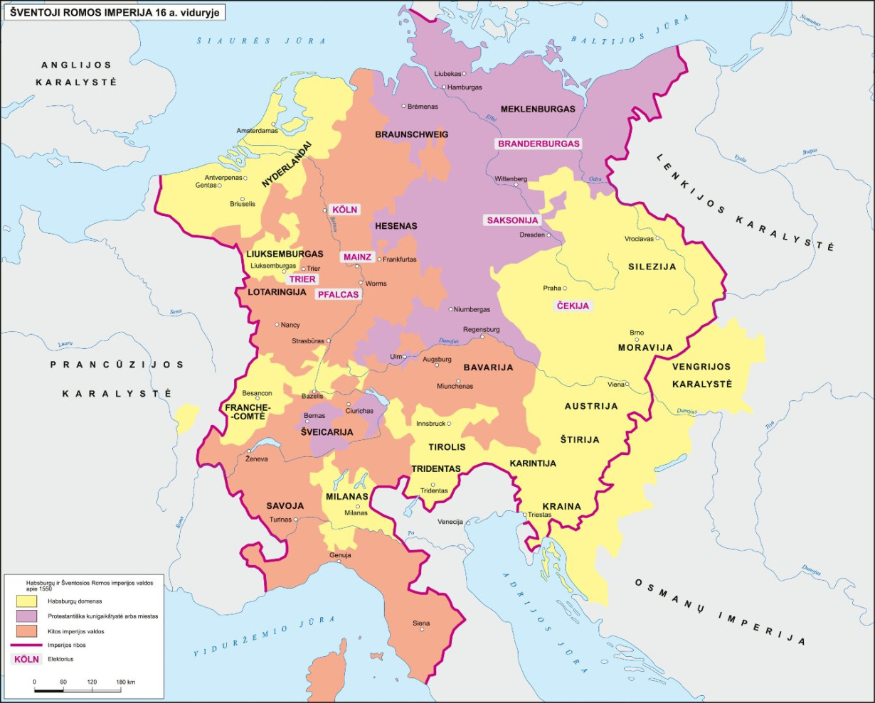 Šventosios Romos imperijos žemėlapis 1618 metais