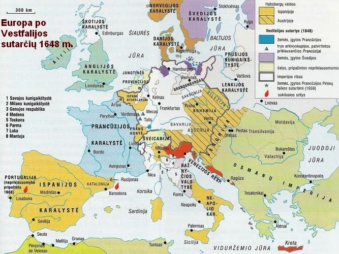 Europos žemėlapis po Vestfalijos taikos 1648 metais
