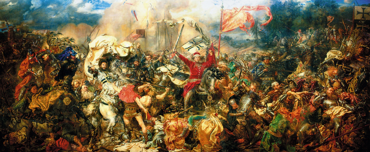 Didžiulė batalinė scena – Jano Mateikos paveikslas „Žalgirio mūšis“.