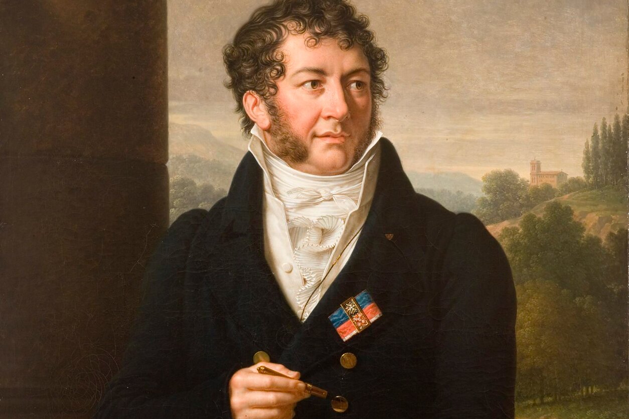 Mykolo Kleopo Oginskio portretas, jis vaizduojamas kaip XIX a. aristokratas.