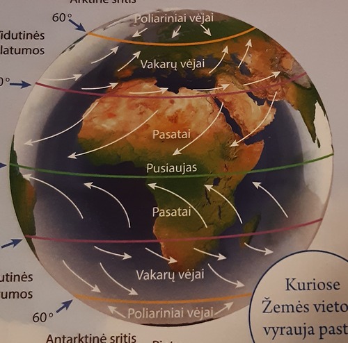 Visi vėjai, sužymėti papildomame grafike